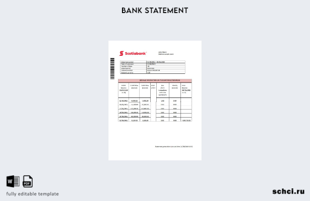 цифровая загрузка шаблона слова заявления Гонконгского банка Scotiabank, подтвер